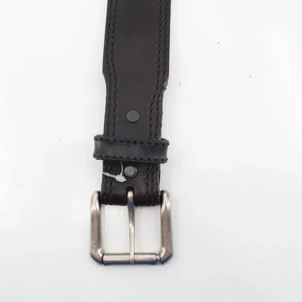 R.G. BULLCO U.S.A. Leather Belt Black Removable Brass Buckle Men's Unisex Sz 50 - Picture 2 of 12
